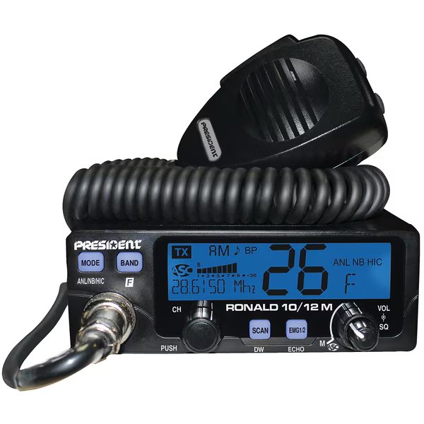 10/12 Meter Ham Radio w/ 7 Color Display, President Electronics, Mfr#: RONALD